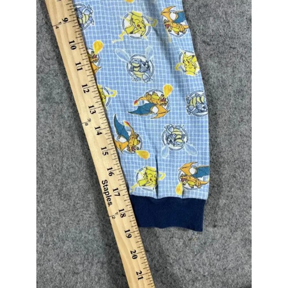 VTG 90s Pokemon Academy Pajama Set Boy Youth 10 Blue White Pikachu AOP Sleepwear